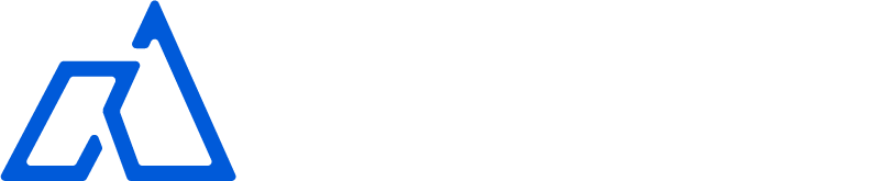 Blue geometric roof icon next to the words "RADNOR ROOFING" in white capital letters on a light gray background.